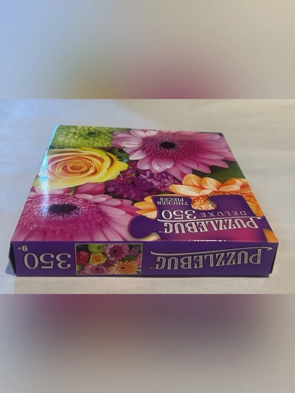 PuzzleBug Deluxe 350-Piece Jigsaw Puzzle - Bright Floral (Pink, Yellow, Green)